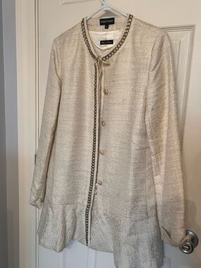 Newport News Cream Tweed Jacket with Chain Trim